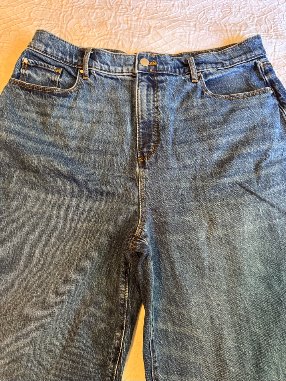 Ann Taylor The Barrel Jeans Womens 14 High Rise Medium Wash Stretch Denim